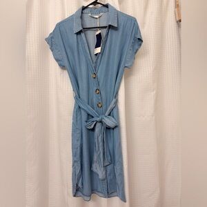 Zara Light Blue Midi Dress with Belt